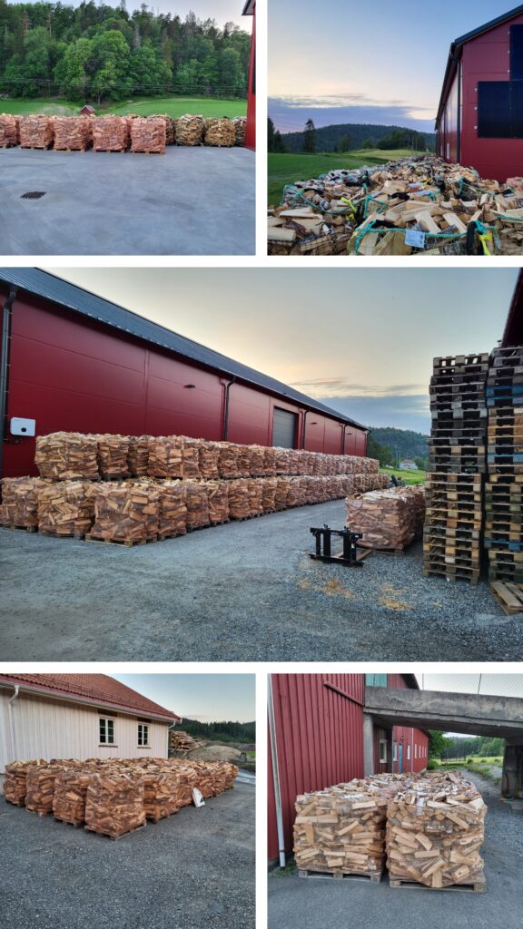 Tørr eikeved i 40L og 1000L sekker