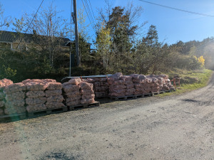 Ved av bjørk og blandingsved pakket i 40 liter sekk